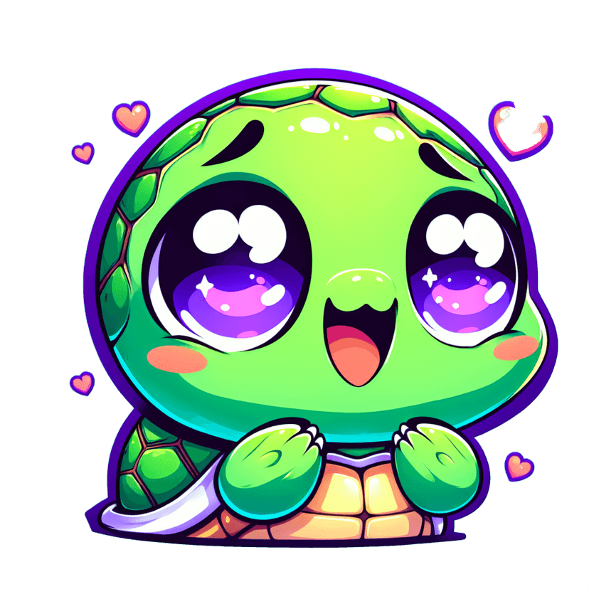 a turtle showing affection emote