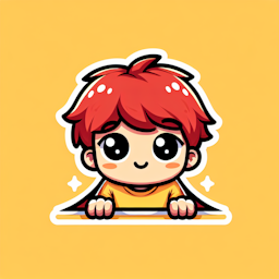 A kid with red hair and yellow shirt lurking from below
