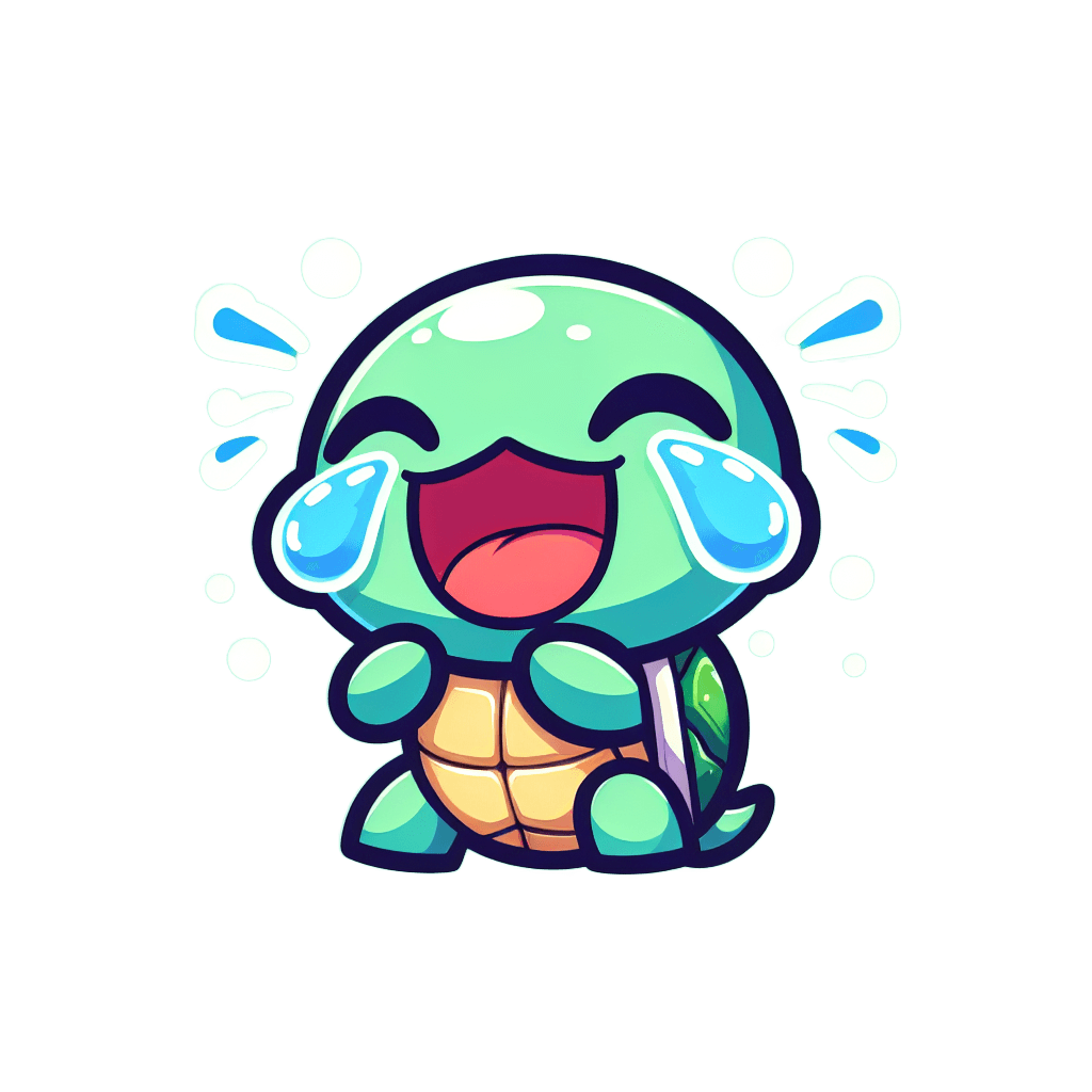 a turtle rolling on the floor laughing emote