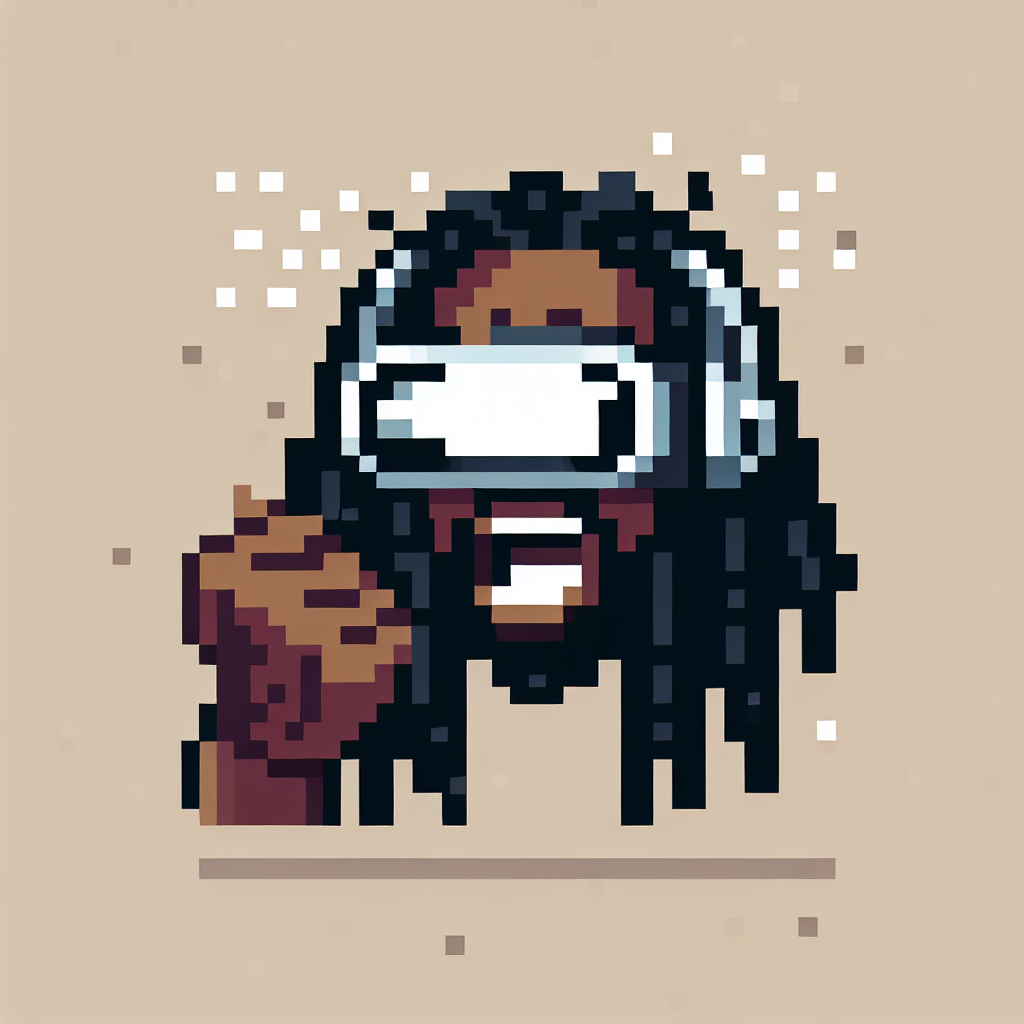 a dark man with long dreads and a vr headset on emote