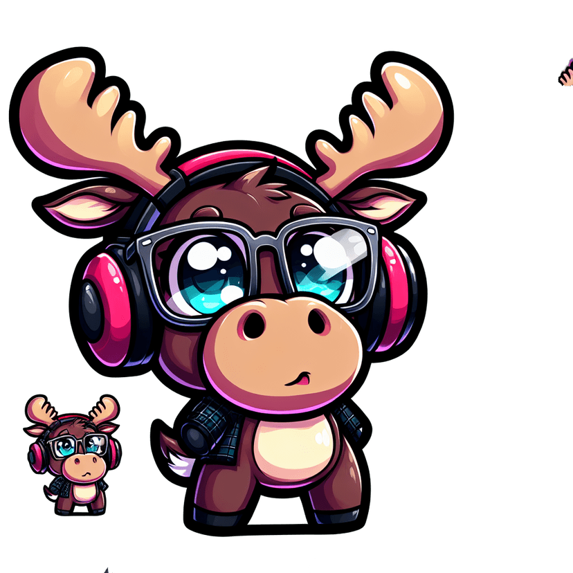 Moose with glasses and headphones emote