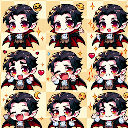 a cute vampire showing different emotions 