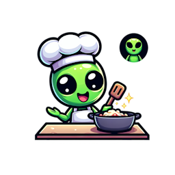 A green alien that’s a chef cooking up some grub