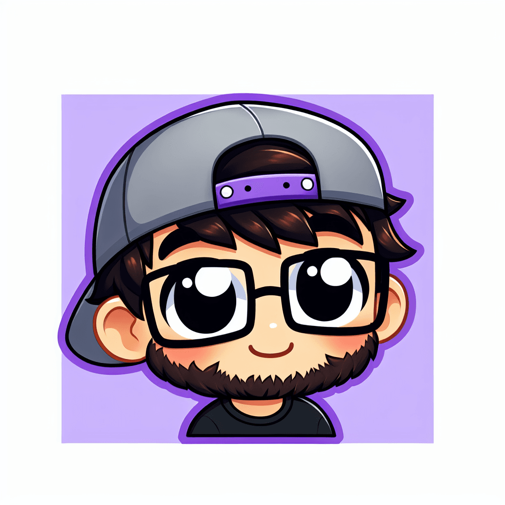 Cute boy with brown hair and a cap on backwards and glasses and a beard emote