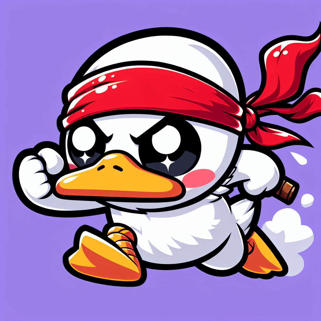 a white duck with a red horde flag charging into battle emote