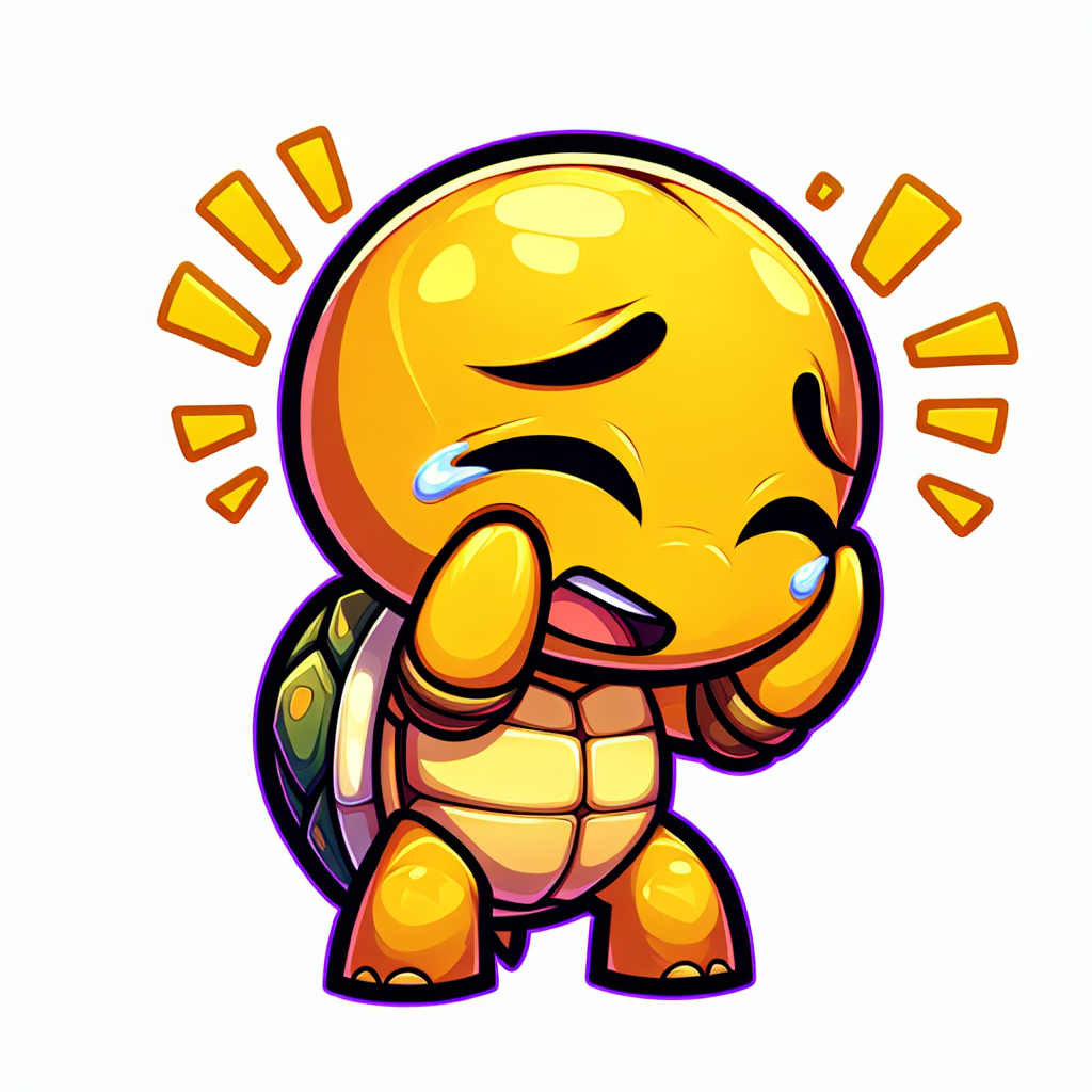 a golden turtle facepalming emote