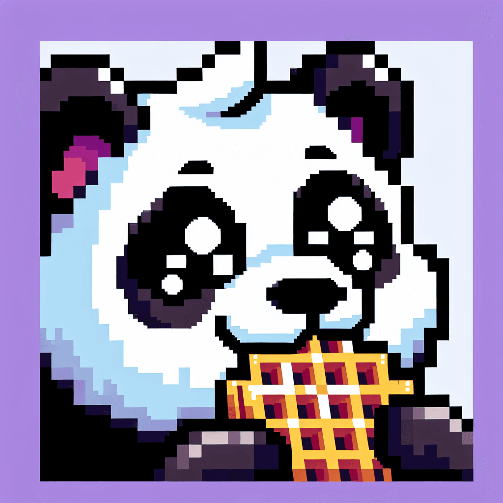 A panda with a waffle emote