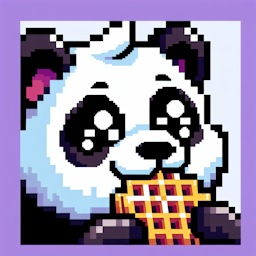 A panda with a waffle