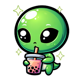 An alien sipping on some boba