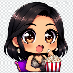 Brown eyed Filipina with black hair wearing a lace top eating popcorn