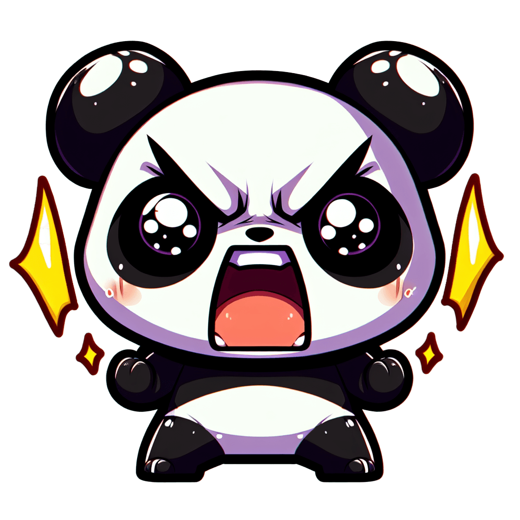 a panda raging mad emote