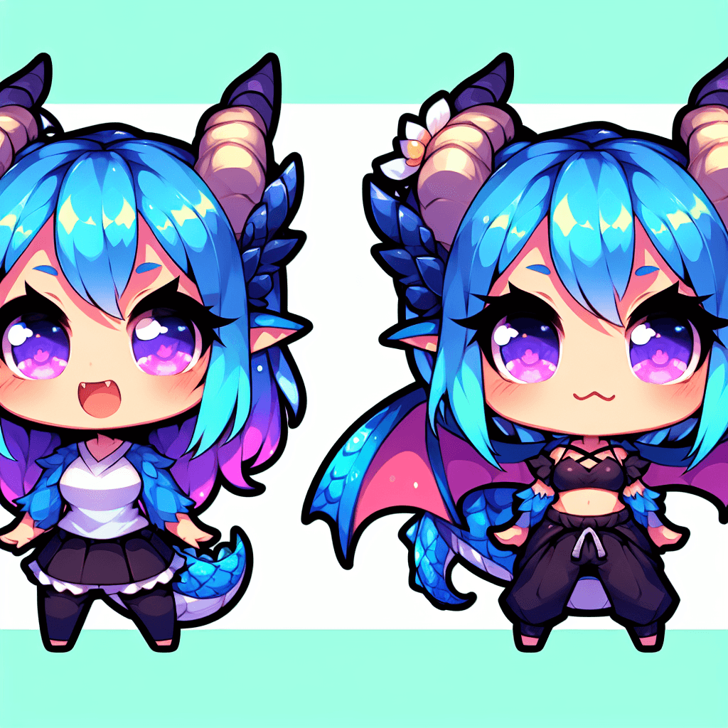 cute bluehair dragongirl emote