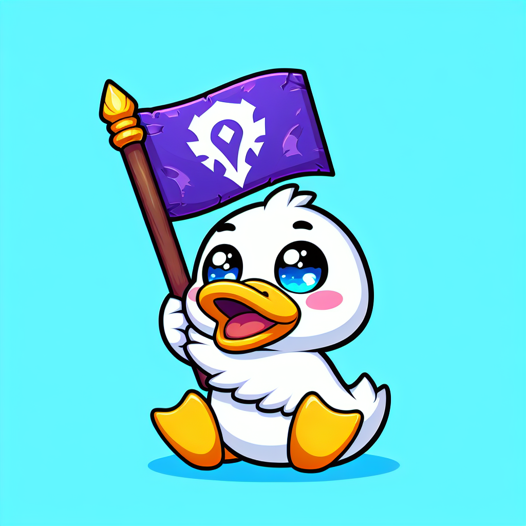 a white duck with a horde flag emote