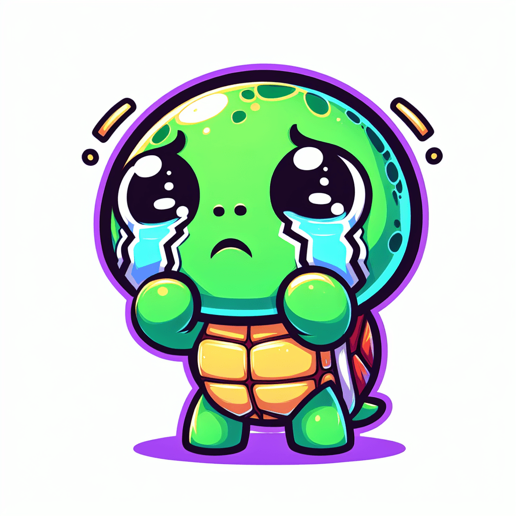 a turtle showing defeat emote