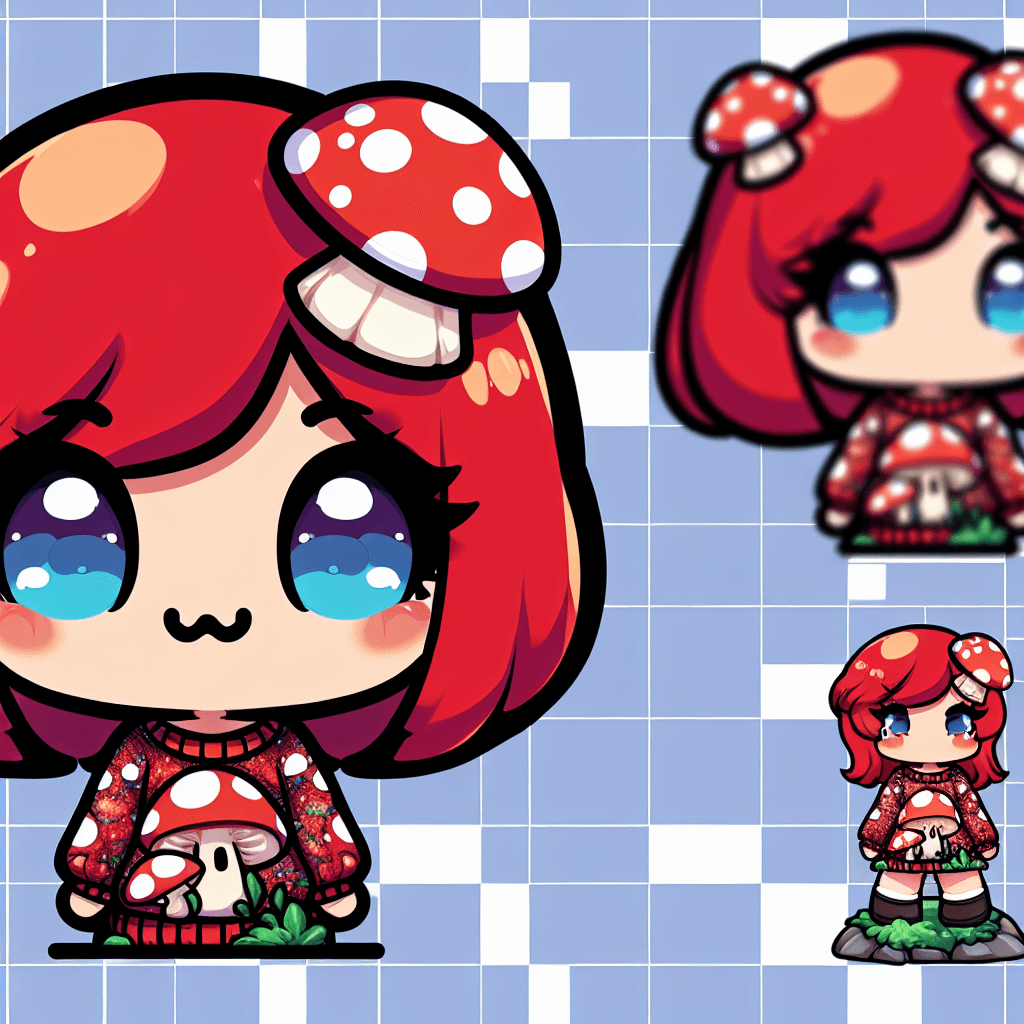 cute red haired girl mushroom sweater emote