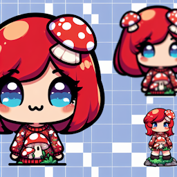 cute red haired girl mushroom sweater