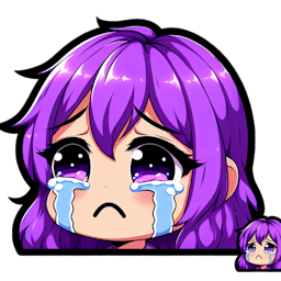 A purple haired girl crying