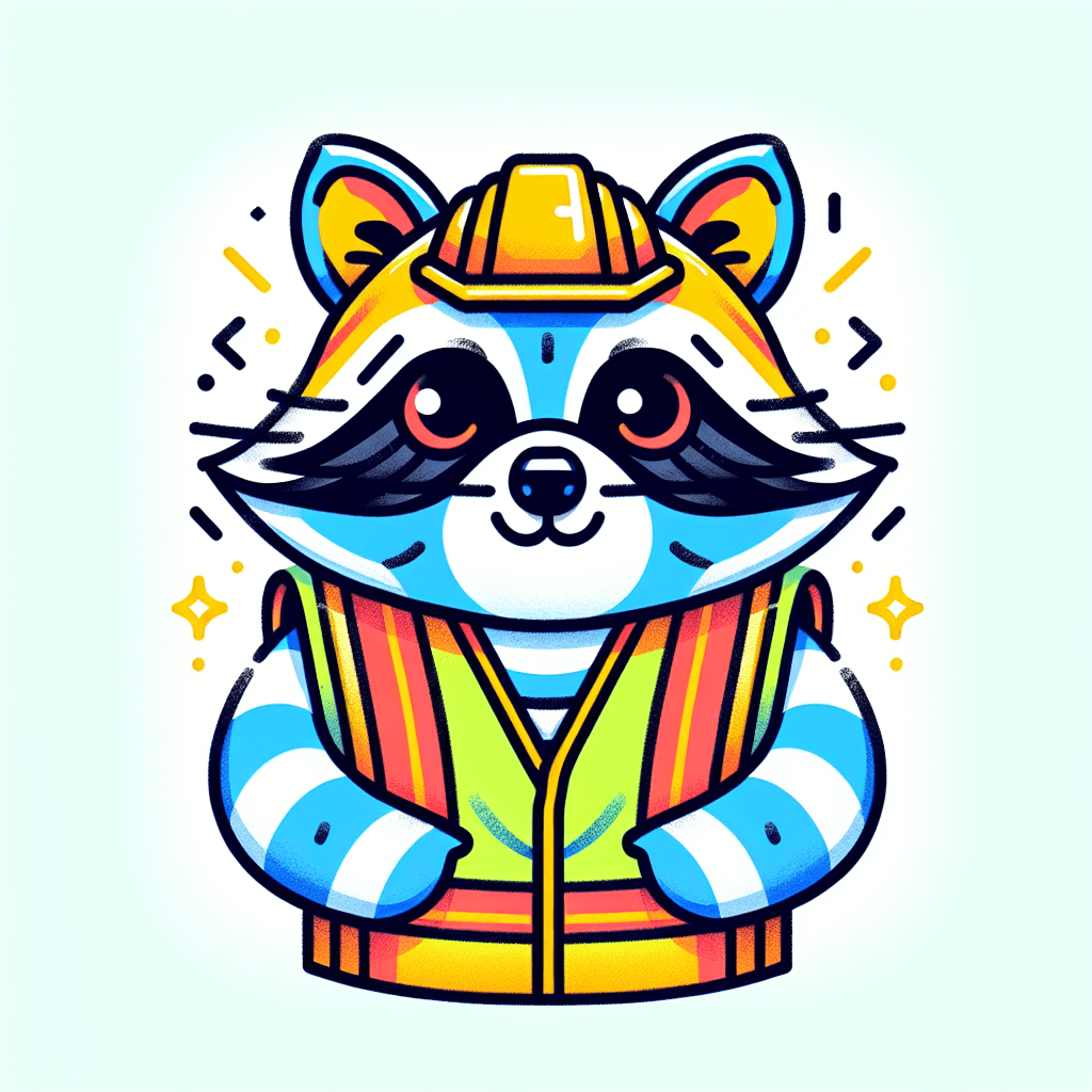 a racoon in a safety vest emote