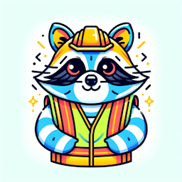 a racoon in a safety vest