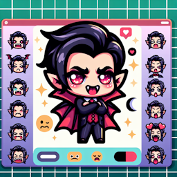 a cute vampire showing different emotions