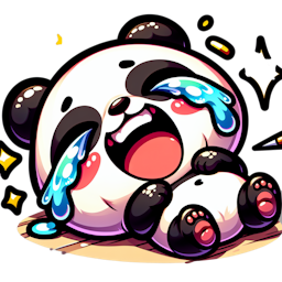 a panda rolling on the floor laughing with tears