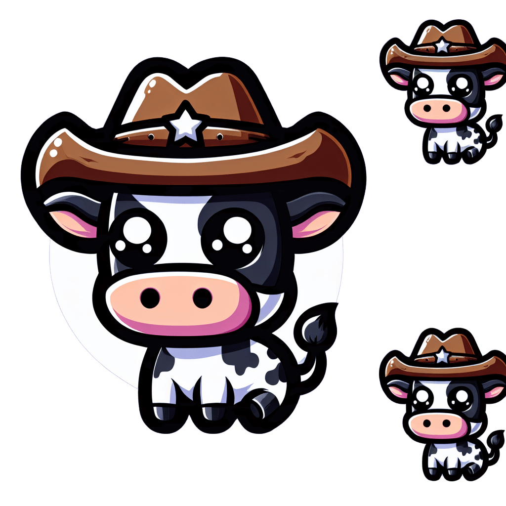 A cow with a cowboy hat emote