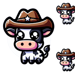 A cow with a cowboy hat