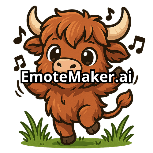 Hyland cow dancing with Musical notes . Grass 